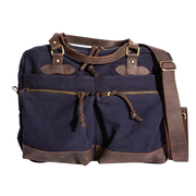 Charlie Messenger Bag''100% Cotton canvas & Cow leather'' - Navy Blue