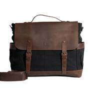 Joobran's vintage Business Bag ''100% Cotton canvas & Cow leather'' – Black & Brown