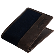 Joobran’s basic wallet''100% Cotton canvas & Cow leather'' – Black