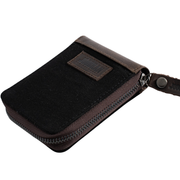 Joobran’s zipper-around wallet''100% Cotton canvas & Cow leather'' – Black