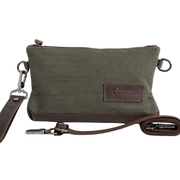 Joobran’s minimalist clutch''100% Cotton canvas & Cow leather'' – Army