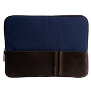 Joobran’s laptop sleeve''100% Cotton canvas & Cow leather'' – Navy Blue