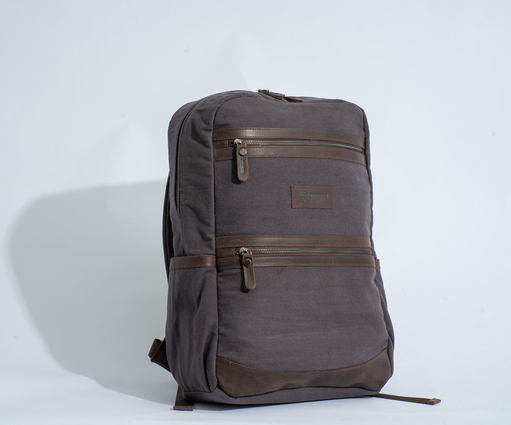 Randel backpack''100% Cotton canvas & Cow leather'' – Dark Grey