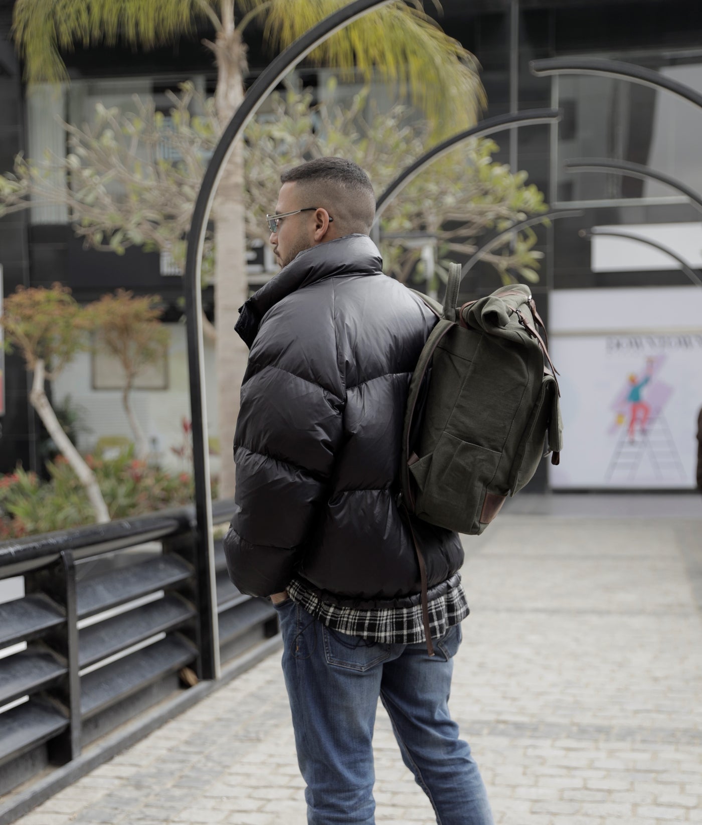 Rolltop vintage backpack – Army