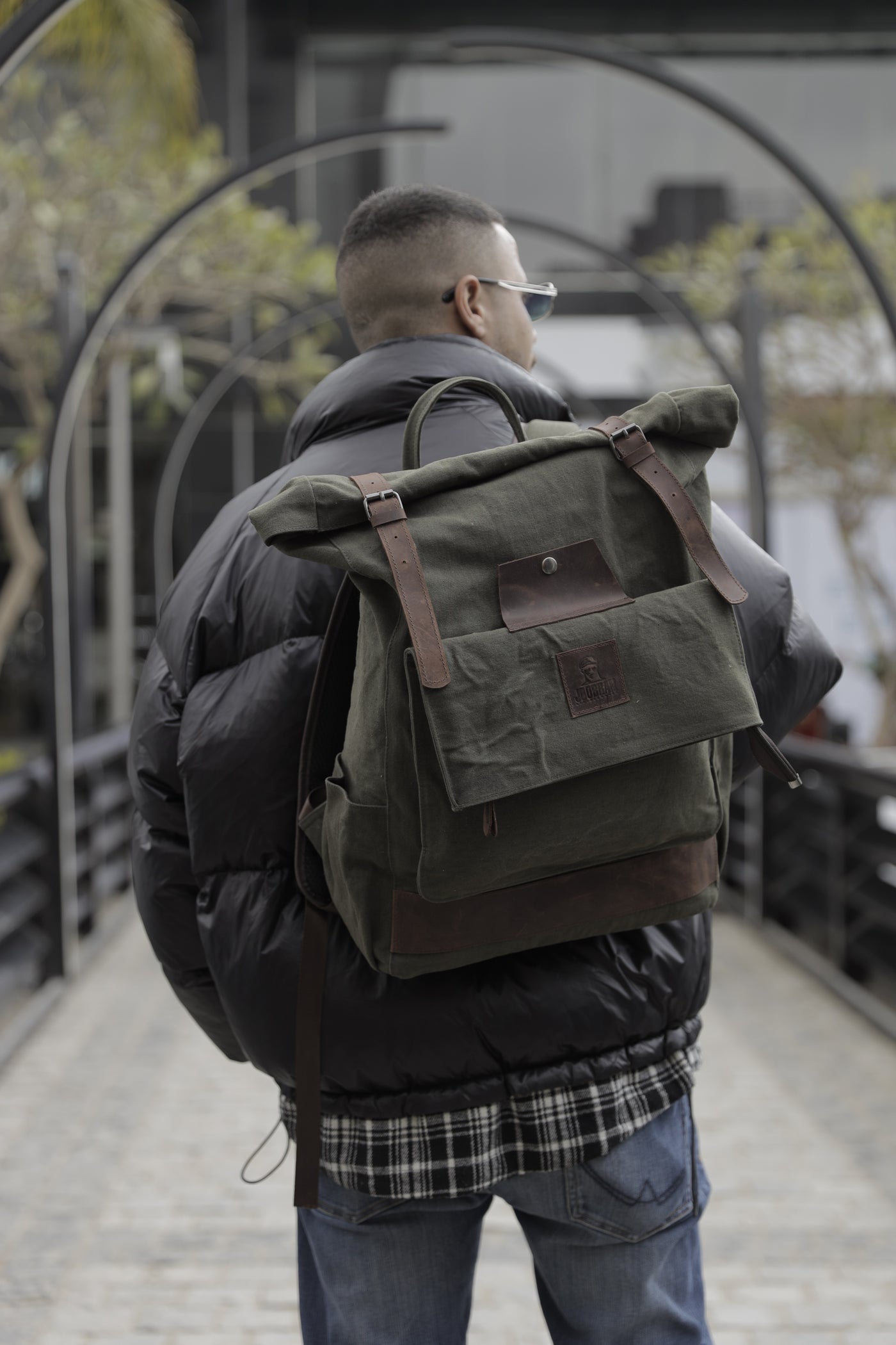 Rolltop vintage backpack – Army