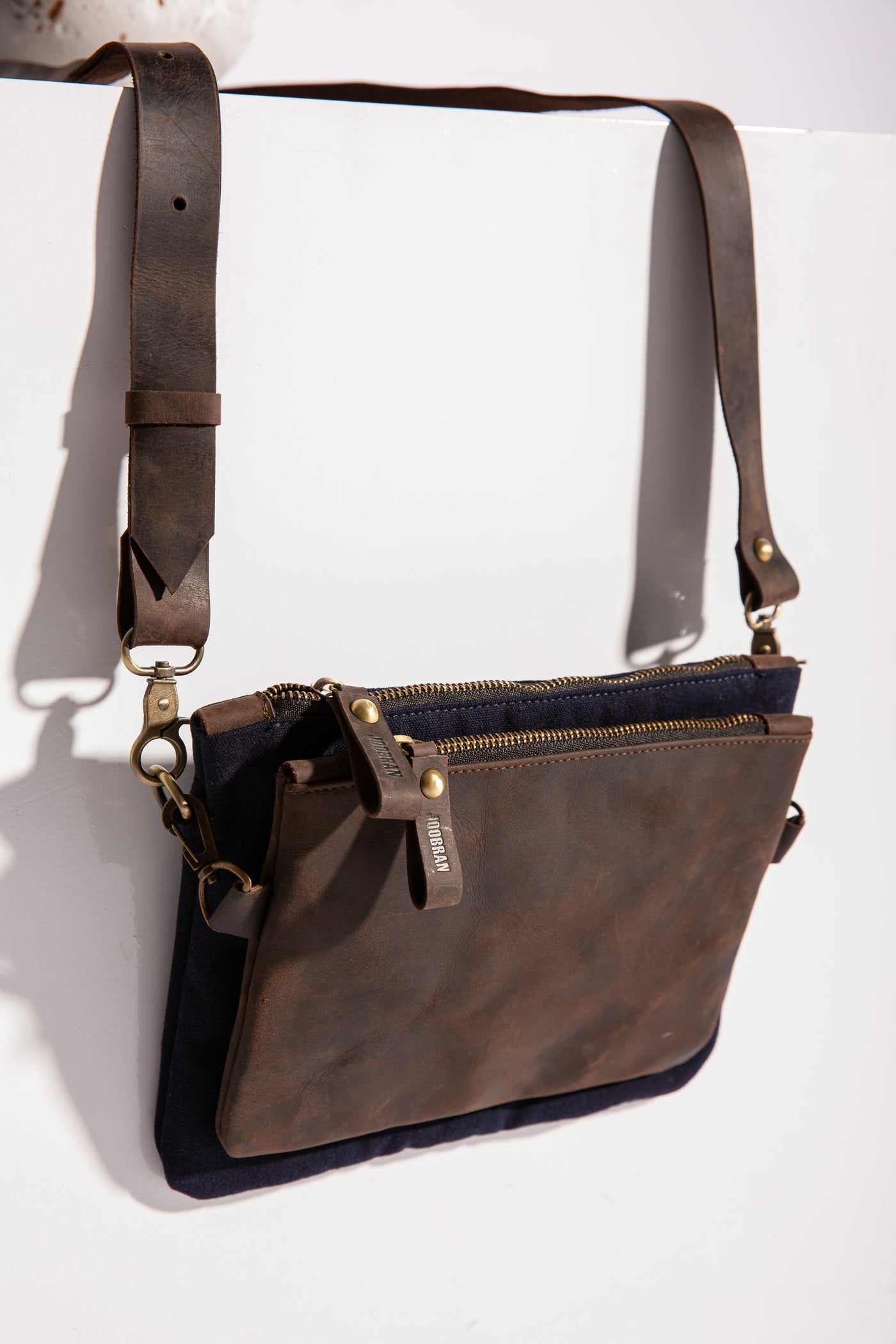 Double-Pouch Crossbody Bag - Navy Blue