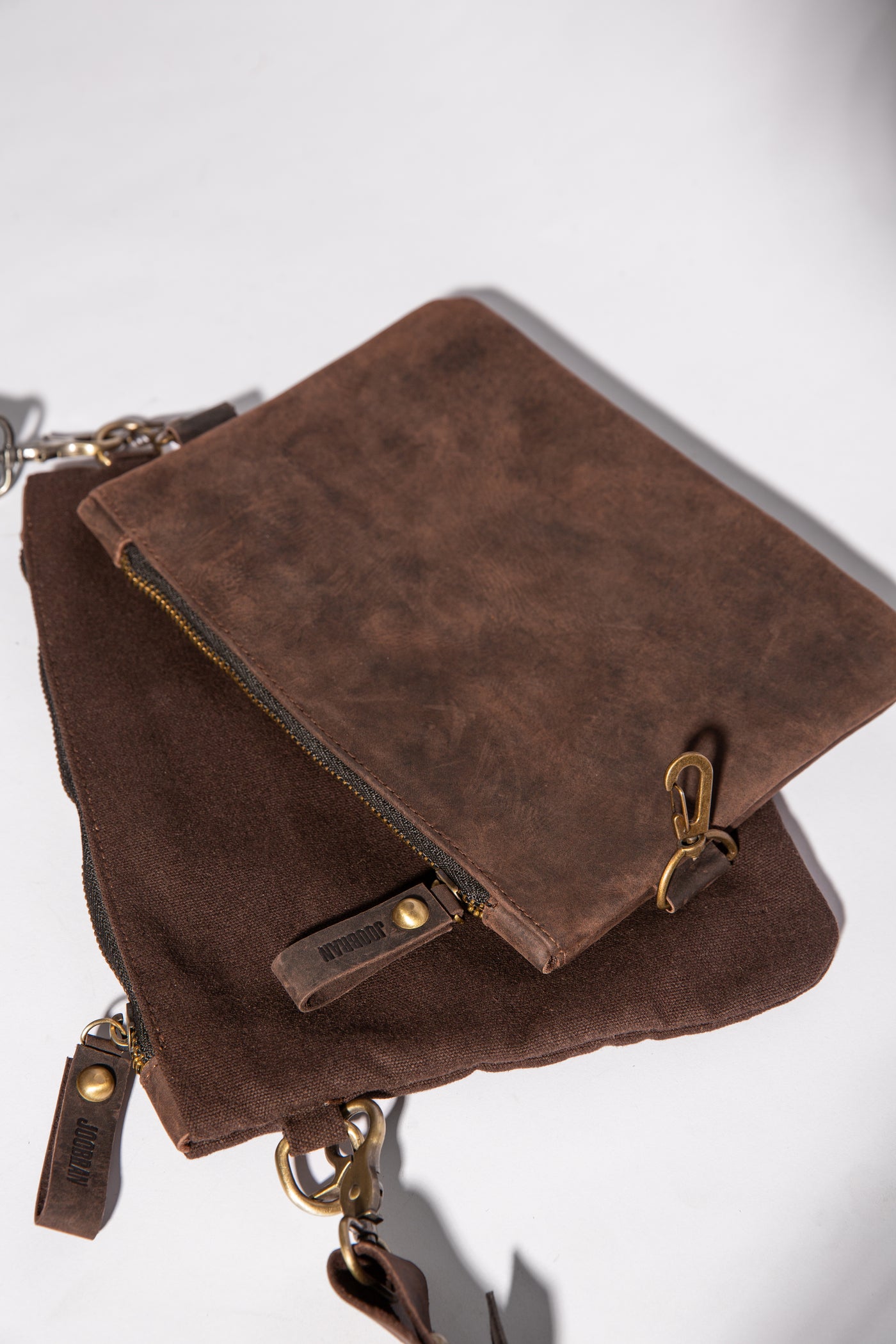 Double-Pouch Crossbody Bag - Dark Brown