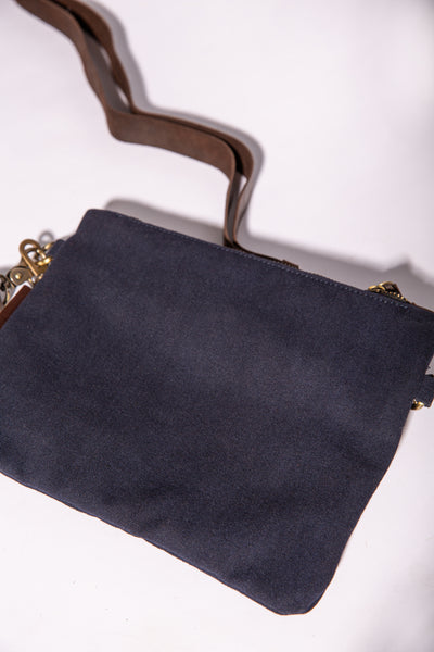 Double-Pouch Crossbody Bag - Navy Blue