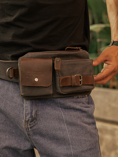 Vintage Waist Bag “ Fanny Pack “ – Dark Grey