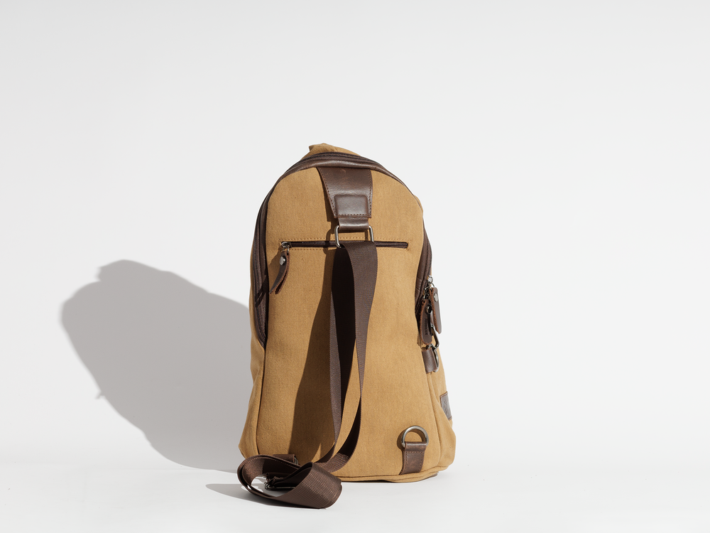 Joobran's Sling bag''100% Cotton canvas & Cow leather'' – Tan