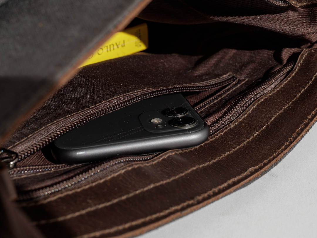 Joobran's Shoulder bag ''100% Cotton canvas & Cow leather'' – Black &