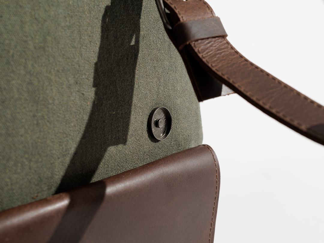 1946 bill roms vintage canvas and leather backpack Daily Vintage Backpack ''100% Cotton canvas & Cow leather'' – Army – Joobran