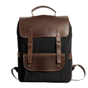Daily Vintage Backpack ''100% Cotton canvas & Cow leather'' – Black & Brown
