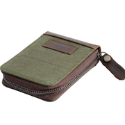 Joobran’s zipper-around wallet''100% Cotton canvas & Cow leather'' – Army