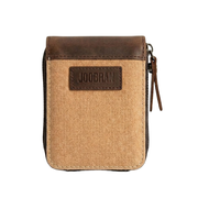 Joobran’s zipper-around wallet''100% Cotton canvas & Cow leather'' – Tan
