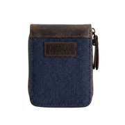 Joobran’s zipper-around wallet''100% Cotton canvas & Cow leather'' – Navy Blue