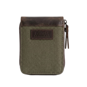 Joobran’s zipper-around wallet''100% Cotton canvas & Cow leather'' – Army