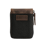 Joobran’s zipper-around wallet''100% Cotton canvas & Cow leather'' – Black