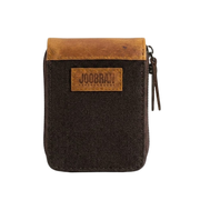 Joobran’s zipper-around wallet''100% Cotton canvas & Cow leather'' – Dark Brown