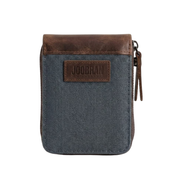 Joobran’s zipper-around wallet''100% Cotton canvas & Cow leather'' – Dark Grey