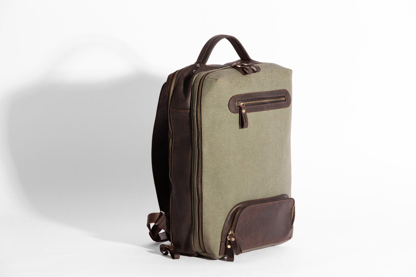 Bexley Backpack  ''100% Cotton canvas & Cow leather'' - Army
