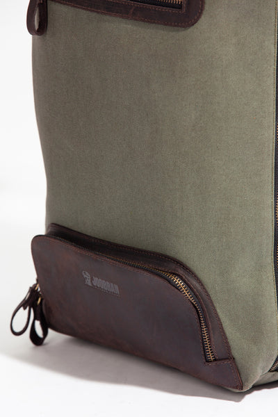 Bexley Backpack  ''100% Cotton canvas & Cow leather'' - Army