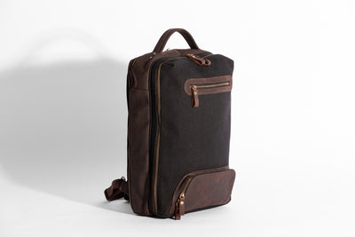 Bexley Backpack  ''100% Cotton canvas & Cow leather'' - Black