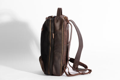 Bexley Backpack  ''100% Cotton canvas & Cow leather'' - Black