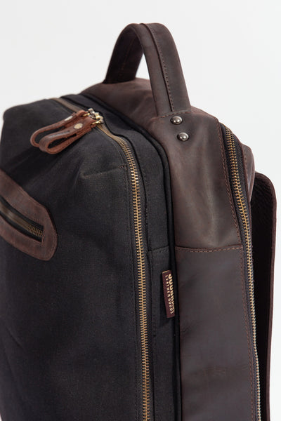 Bexley Backpack  ''100% Cotton canvas & Cow leather'' - Black