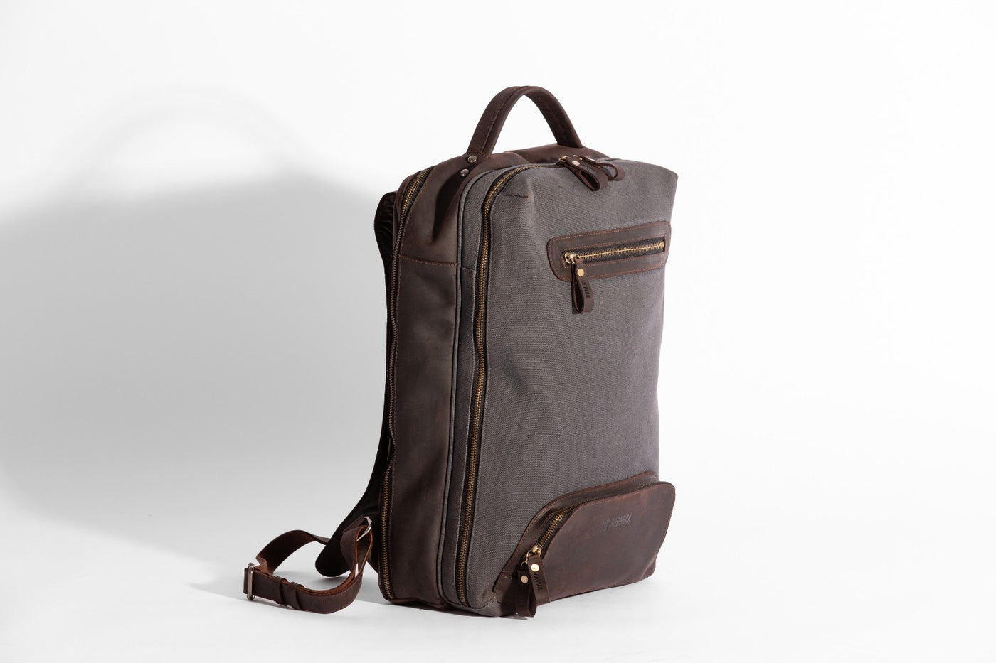 Bexley Backpack  ''100% Cotton canvas & Cow leather'' - Dark Grey