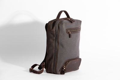 Bexley Backpack  ''100% Cotton canvas & Cow leather'' - Dark Grey