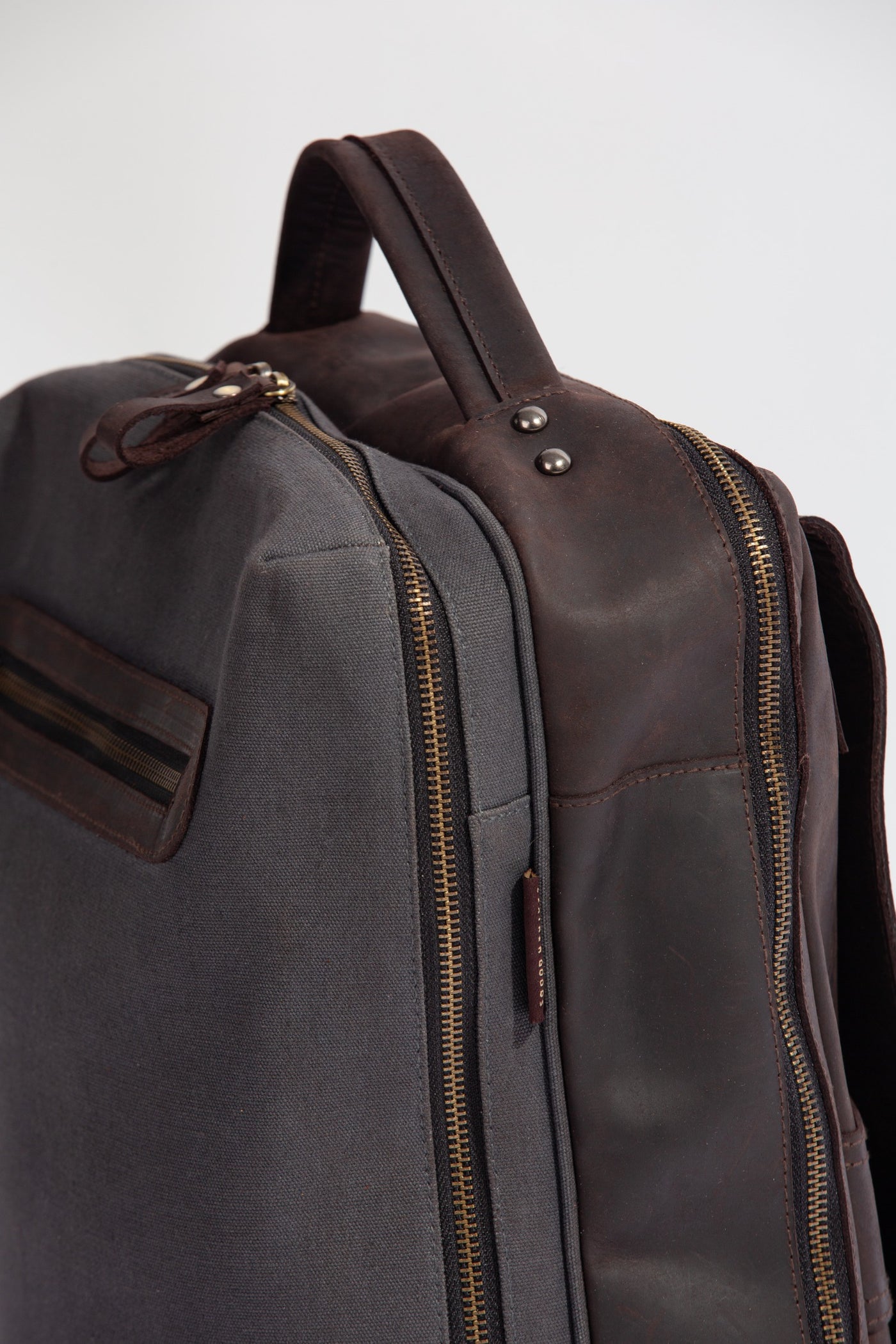 Bexley Backpack  ''100% Cotton canvas & Cow leather'' - Dark Grey