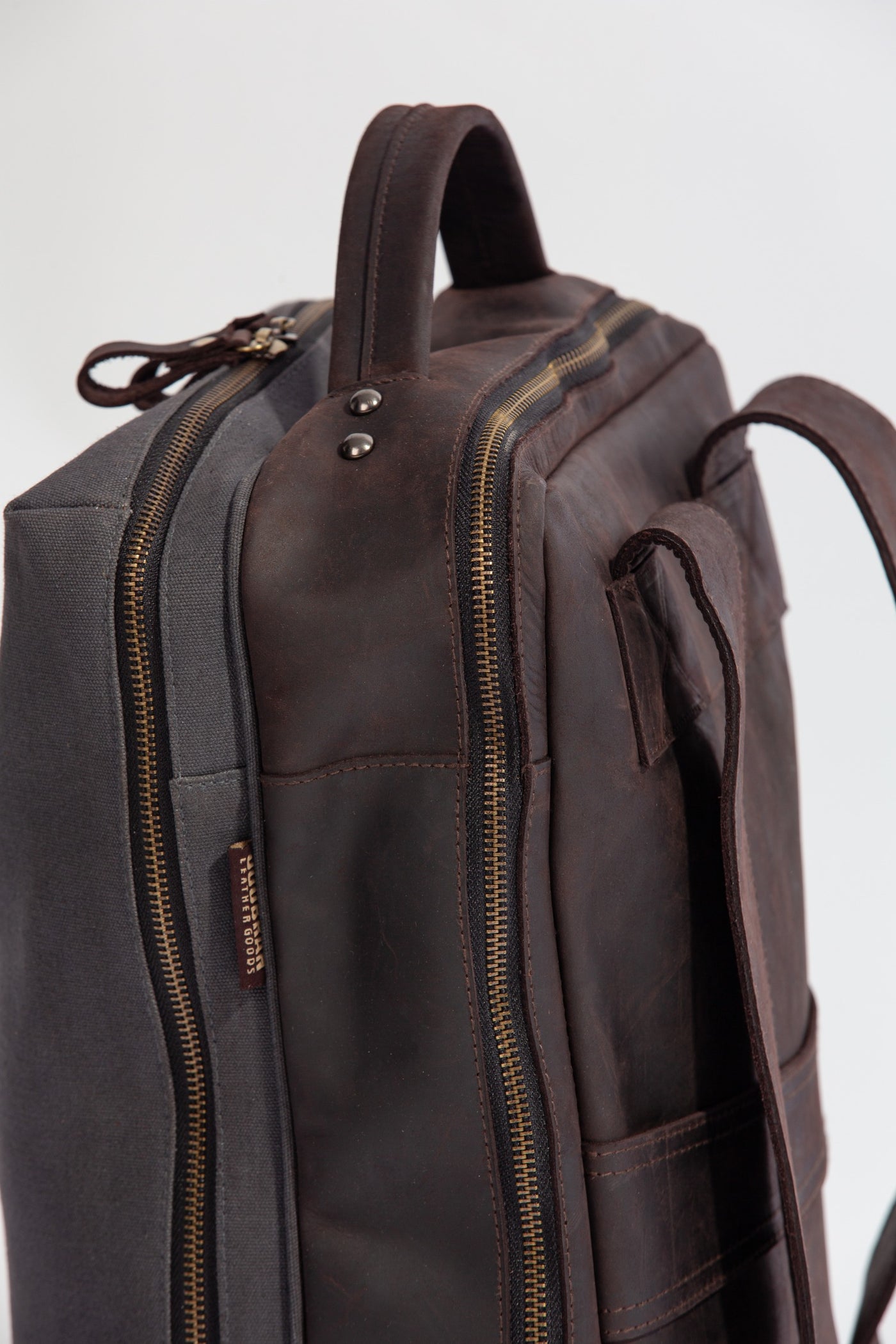 Bexley Backpack  ''100% Cotton canvas & Cow leather'' - Dark Grey