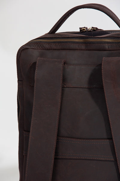 Bexley Backpack  ''100% Cotton canvas & Cow leather'' - Dark Grey