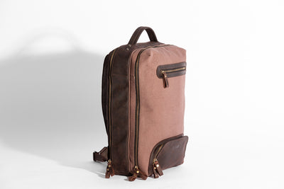 Bexley Backpack  ''100% Cotton canvas & Cow leather'' - Light Brown