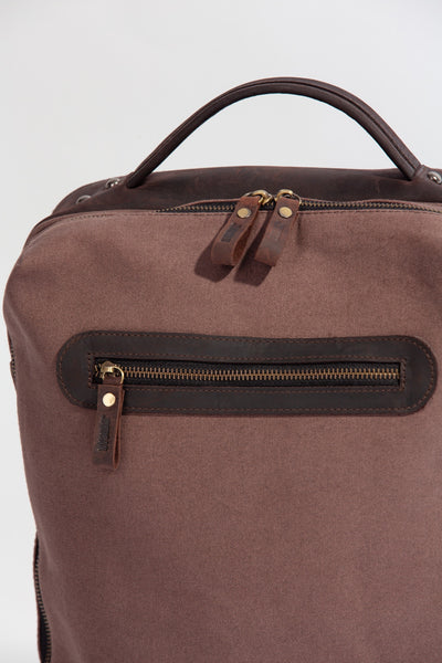 Bexley Backpack  ''100% Cotton canvas & Cow leather'' - Light Brown