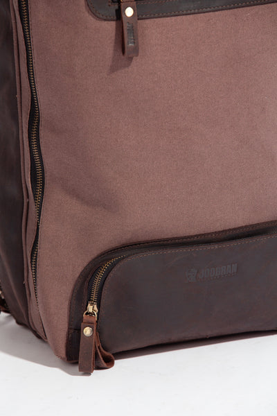 Bexley Backpack  ''100% Cotton canvas & Cow leather'' - Light Brown