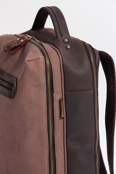 Bexley Backpack  ''100% Cotton canvas & Cow leather'' - Light Brown
