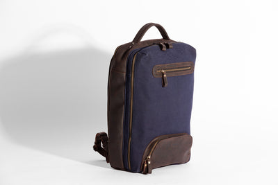 Bexley Backpack  ''100% Cotton canvas & Cow leather'' - Navy Blue