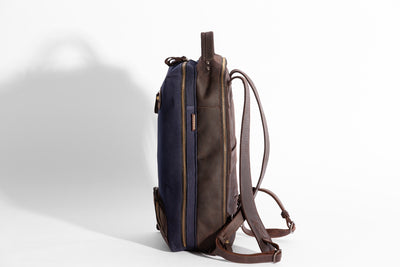 Bexley Backpack  ''100% Cotton canvas & Cow leather'' - Navy Blue