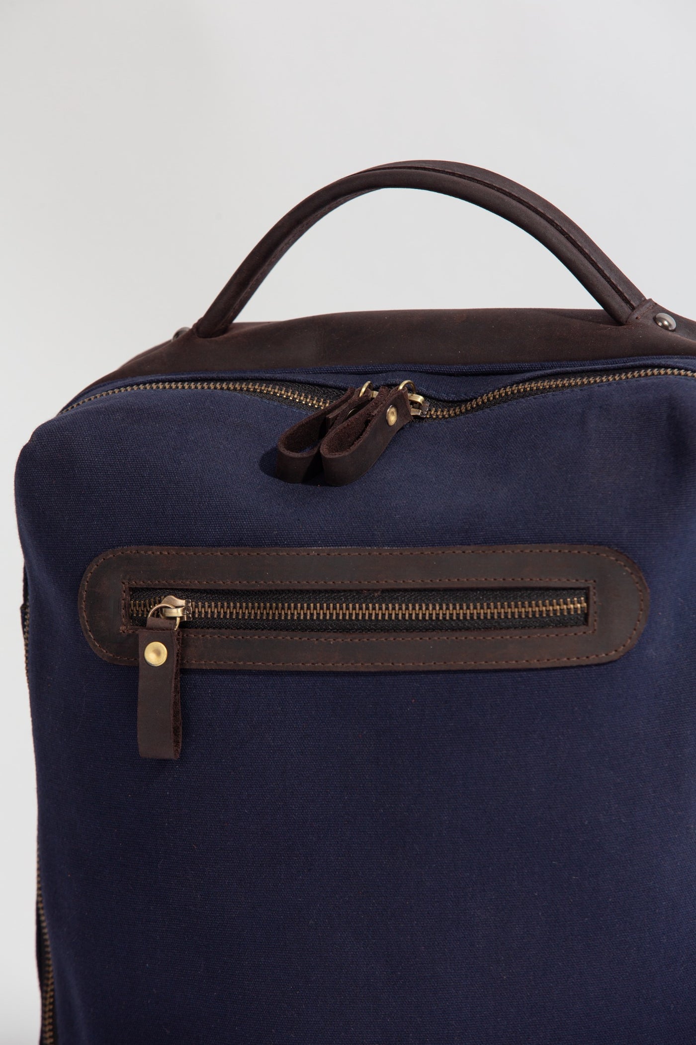 Bexley Backpack  ''100% Cotton canvas & Cow leather'' - Navy Blue