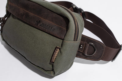 Chester Fanny Bag ''100% Cotton canvas & Cow leather'' - Army
