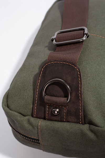 Chester Fanny Bag ''100% Cotton canvas & Cow leather'' - Army