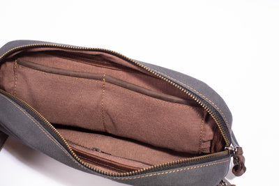 Chester Fanny Bag ''100% Cotton canvas & Cow leather'' - Navy Blue