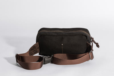 Chester Fanny Bag ''100% Cotton canvas & Cow leather'' - Black