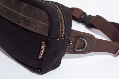 Chester Fanny Bag ''100% Cotton canvas & Cow leather'' - Black