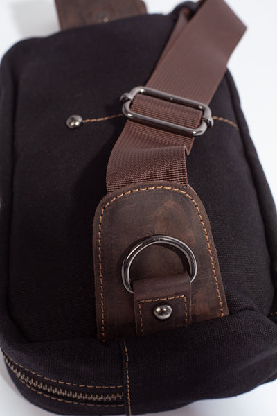 Chester Fanny Bag ''100% Cotton canvas & Cow leather'' - Black