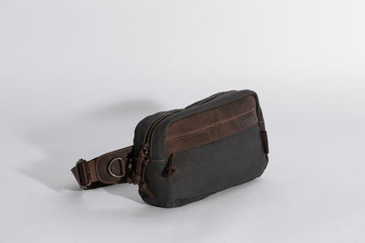 Chester Fanny Bag ''100% Cotton canvas & Cow leather'' - Dark Grey