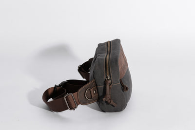 Chester Fanny Bag ''100% Cotton canvas & Cow leather'' - Dark Grey