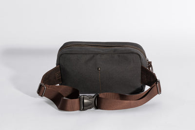 Chester Fanny Bag ''100% Cotton canvas & Cow leather'' - Dark Grey